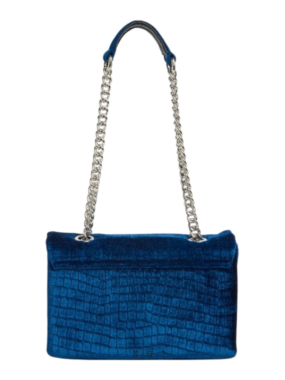 Kurt Geiger NWT Brixton Blue Velvet Shoulder Bag - Picture 2 of 4